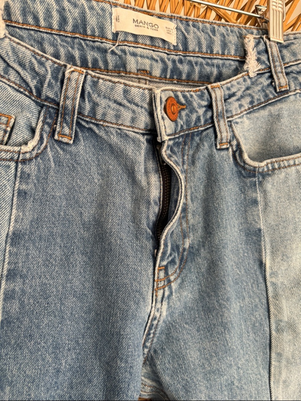 Two-Tone Light Blue Women's Mango Jeans - Picture 3 of 6